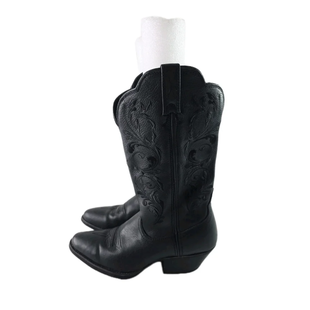 Twisted X Western Boots Womens 8 B Floral Embroidered ROUND TOE Black WWT0031 - Picture 3 of 8